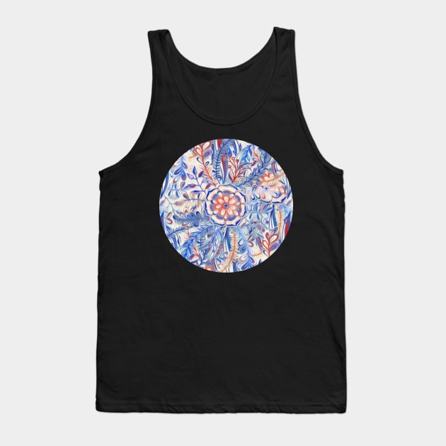 Boho Flower Burst in Red and Blue Tank Top by micklyn